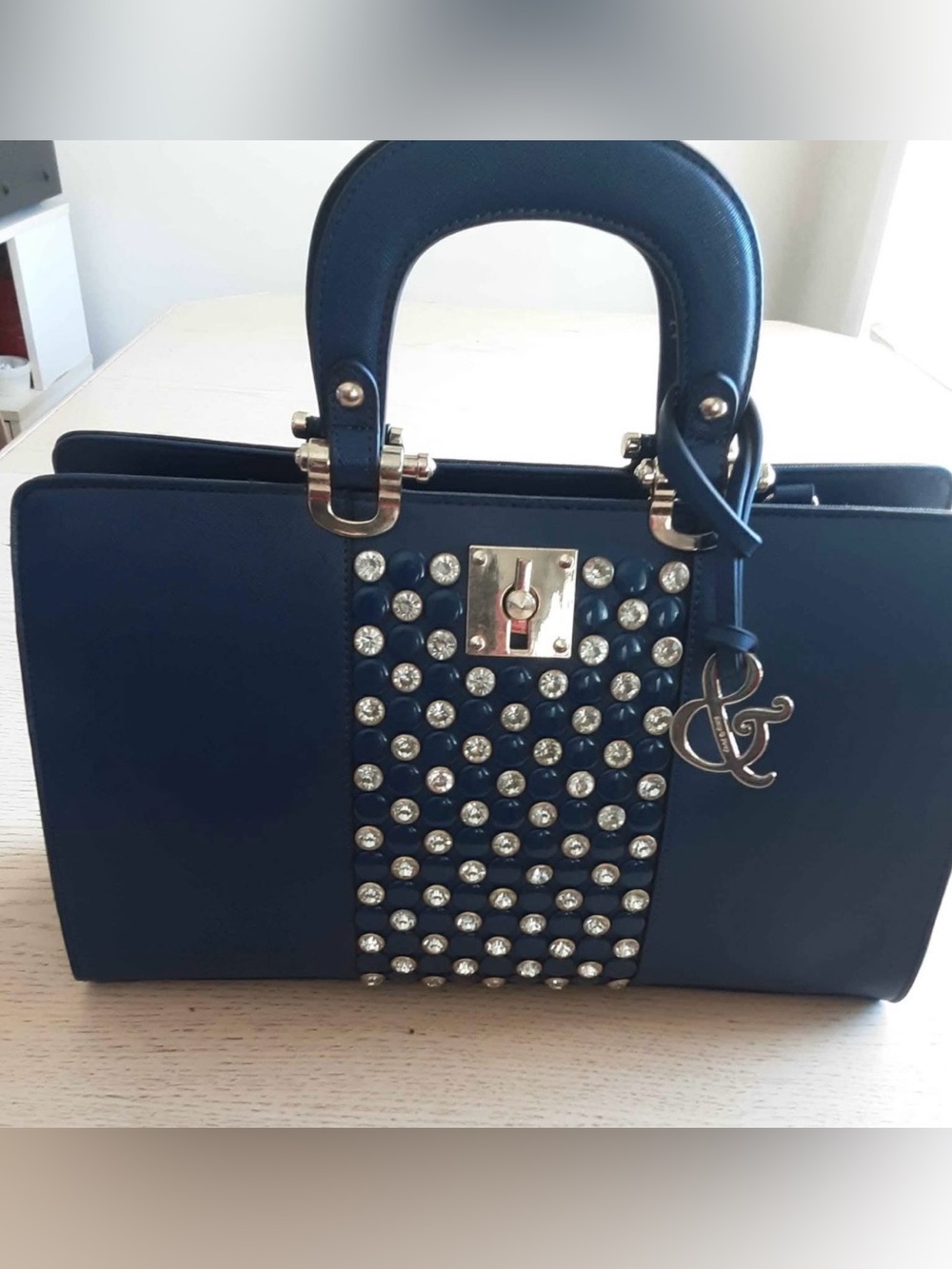 Rare Amy & Joey Dark Blue Embellished Women's Handbag New